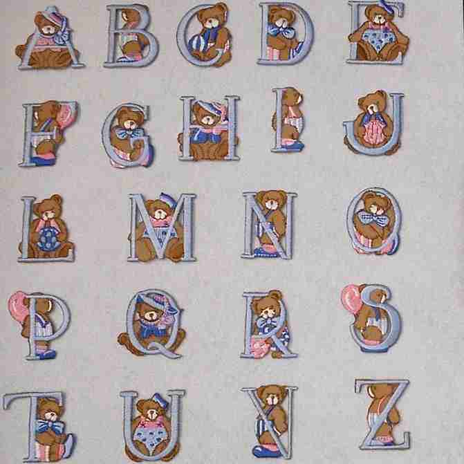 Letras Bordadas Termoadhesivas Con Osito - Imagen 2
