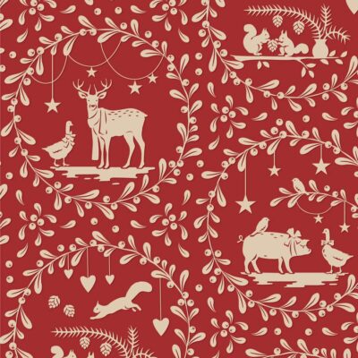 Tela Tilda Merry Little Christmas Guirnaldas Roja