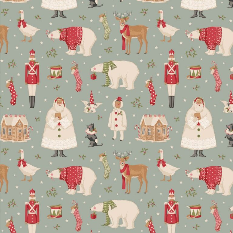 Tela Tilda Merry Little Christmas Amigos Azul
