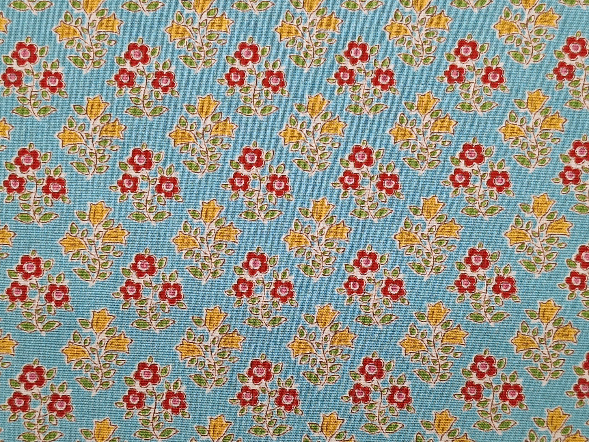 Tela Tilda Jubilee Flores Teal