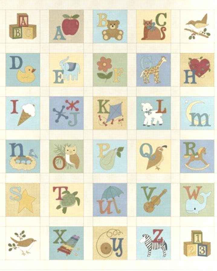 panel de patchwork, del la colección ABC de Benartex, disponible en la tienda on line hilarfino.es