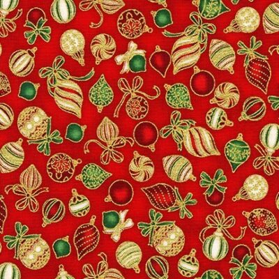 Tela Bolitas de Navidad Roja