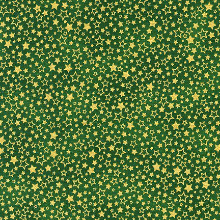 Tela Holiday Charms Verde con Estrellas Doradas