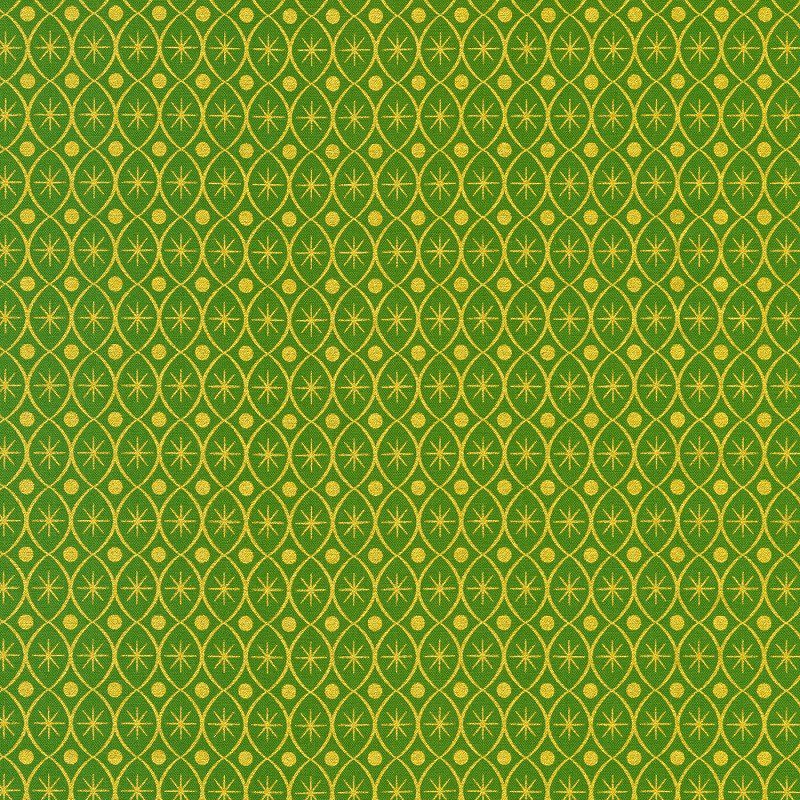 Tela Holiday Flourish Metalic Verde