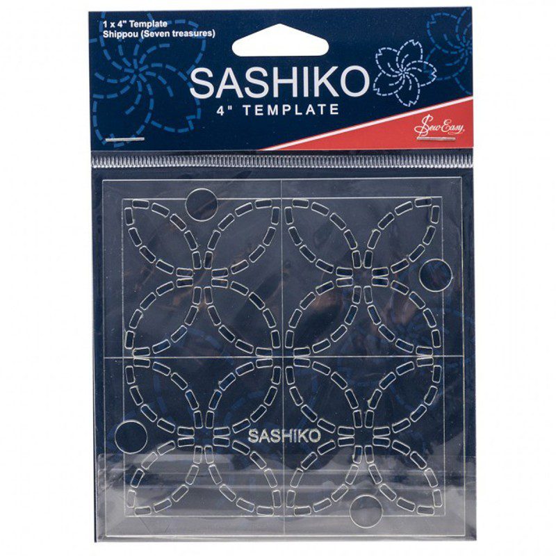 Plantilla translúcida de 4 pulgadas Sew Easy para bordado de Sashiko con el diseño de círculos entrelazados Shippou o Seven Treasures