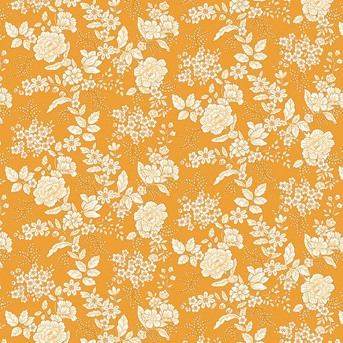 Tela Tranquility Flores Mostaza