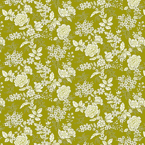 Tela Tranquility Flores Verde