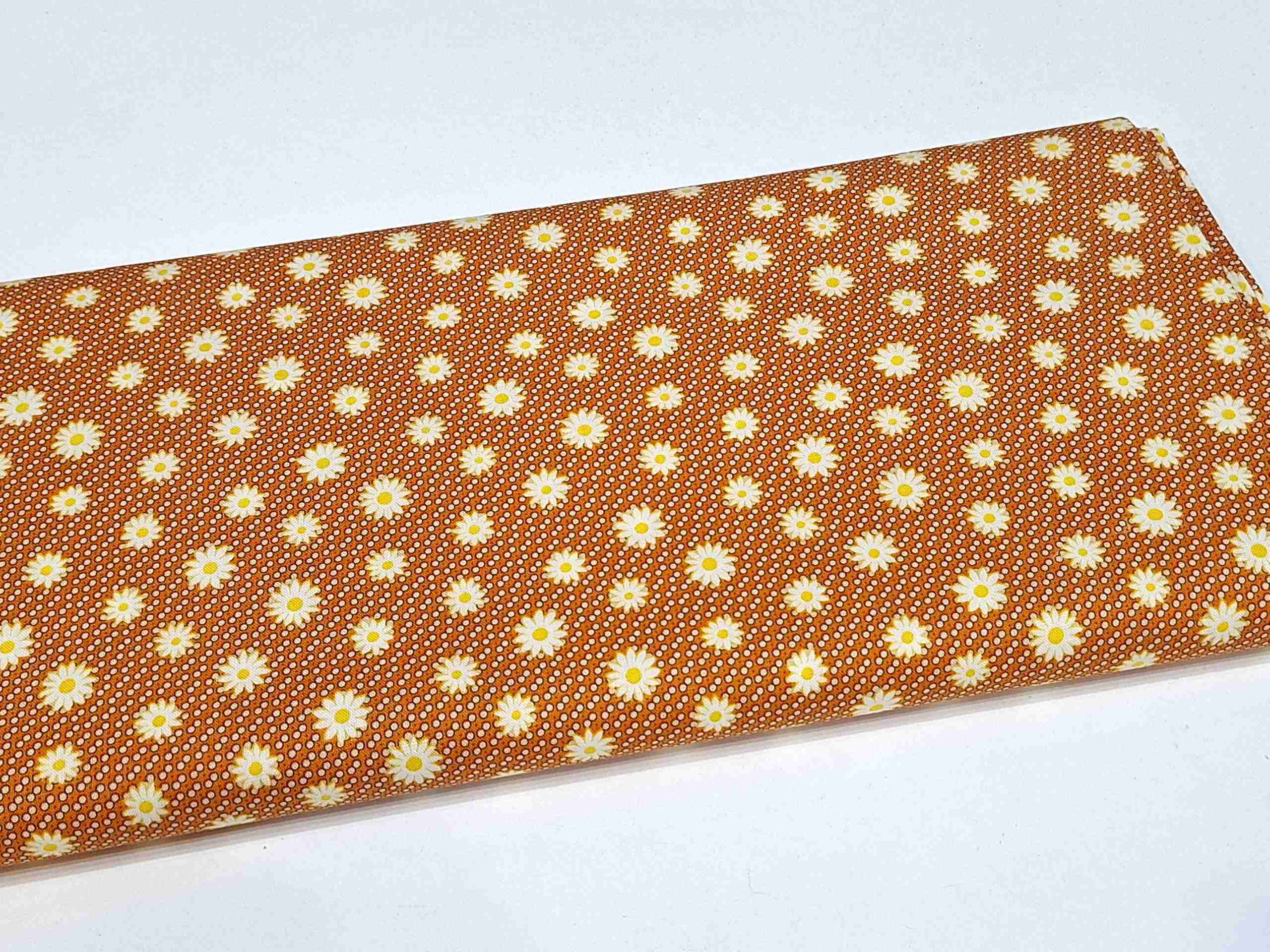 Tela Margaritas Naranja - Imagen 2