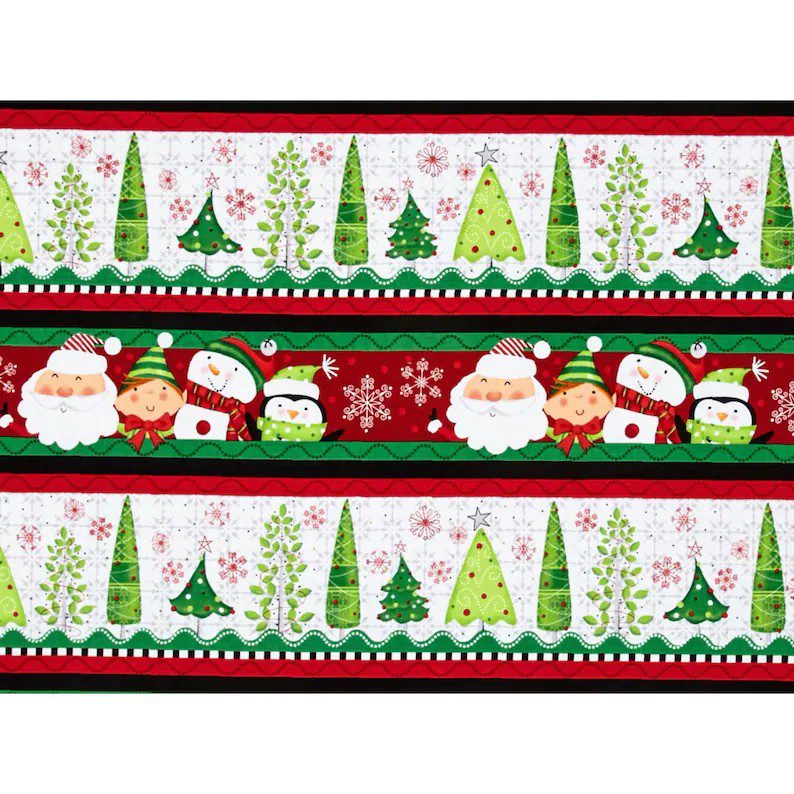 Tela Árboles y Muñecos de Navidad