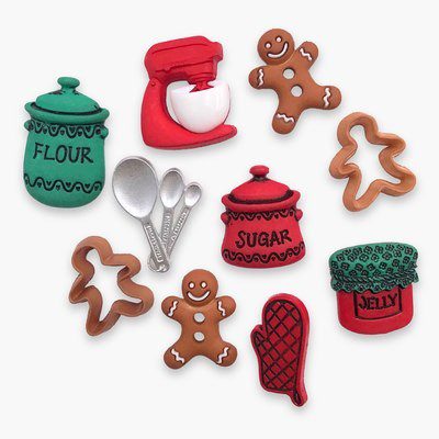 Botones decorativos navideños en www.hilarfino.es para labores de patchwork y manualidades