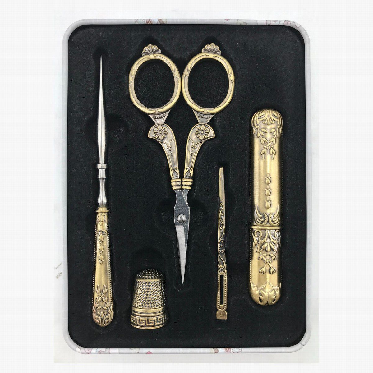 kit de tijeras de bordar vintage, con accesorios