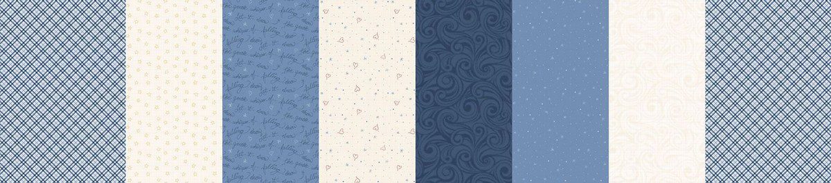 tela de patchwork con varios estampados azules