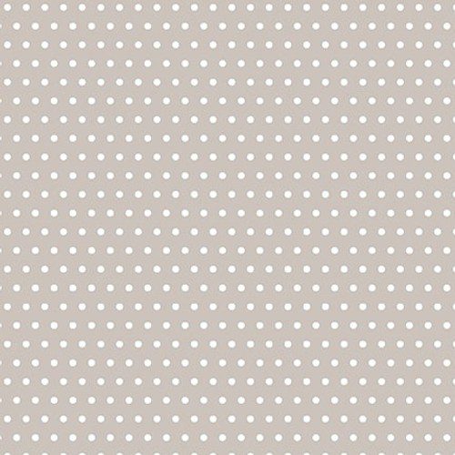 Tela de algodón gris topo con pequeños puntos blancos, ideal como coordinado de patchwork - Colección Hello Honey.