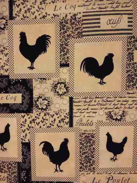 tela de algodón con estampado de gallos
