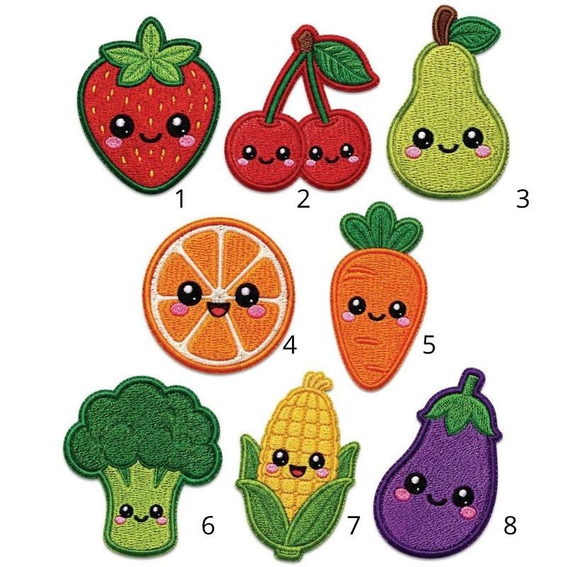 Parches Termoadhesivos Frutas y Verduras Bordadas