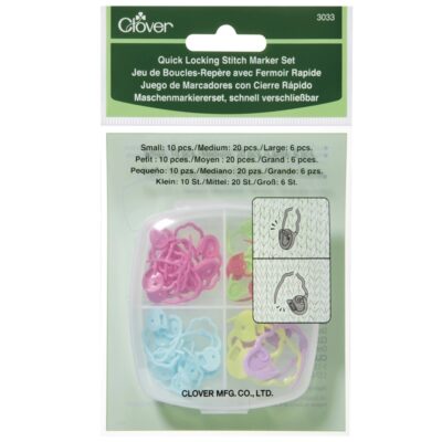 Estuche surtido de 36 marcadores de puntos abiertos con enganche rápido Clover referencia 3033 en tres tamaños diferenciados por colores pastel