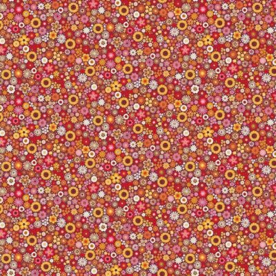 Tela Autumn  Days Flores Rojo
