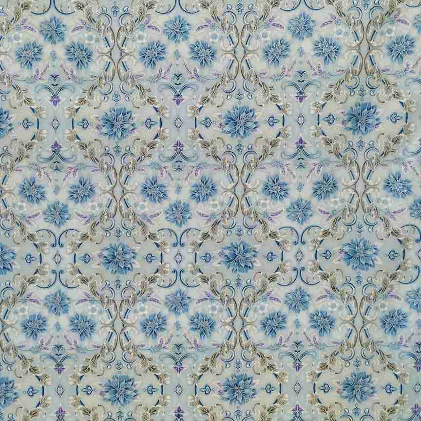 Tela Flor de Pascua Azul