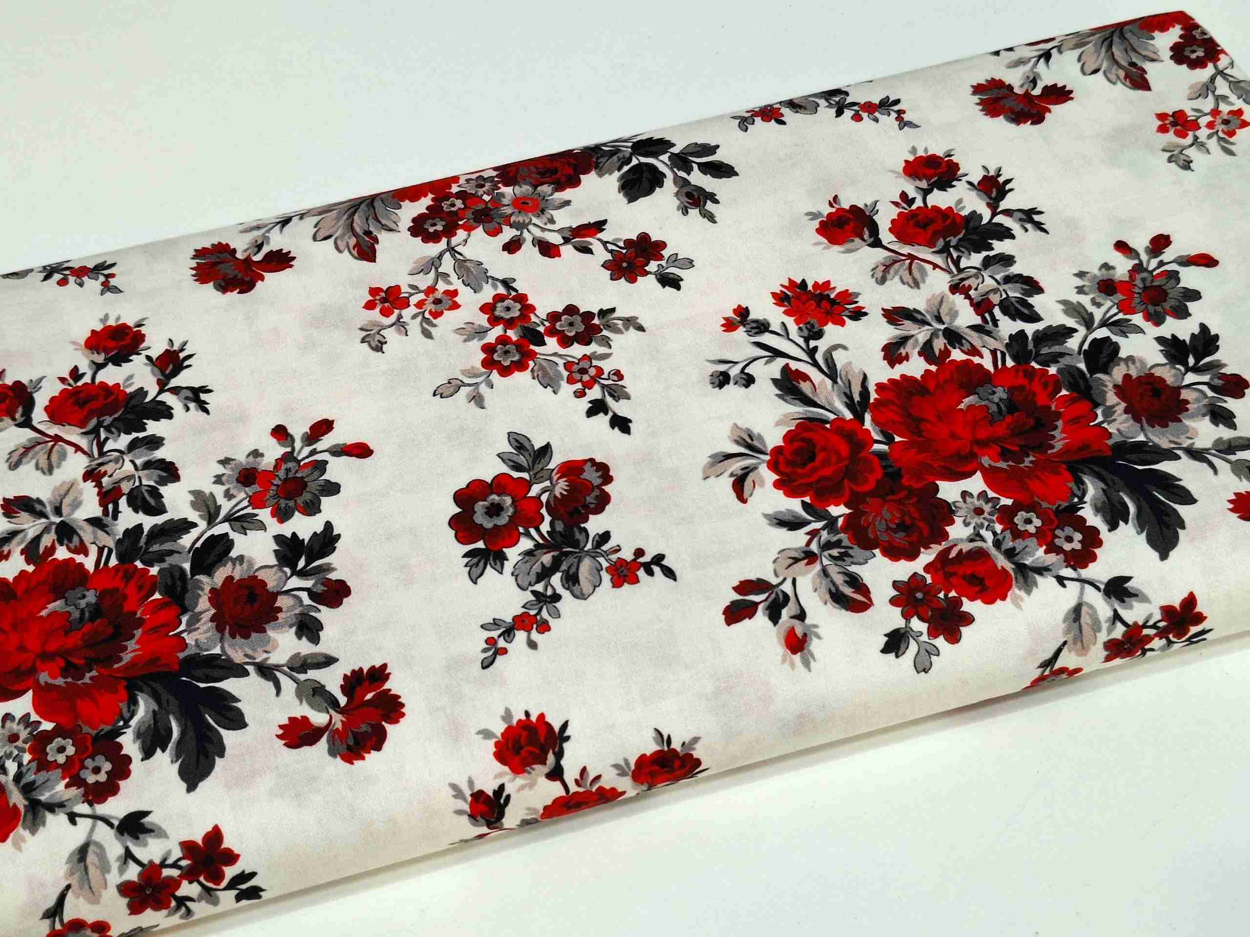 Tela Flores Rojas Ruby - Imagen 3