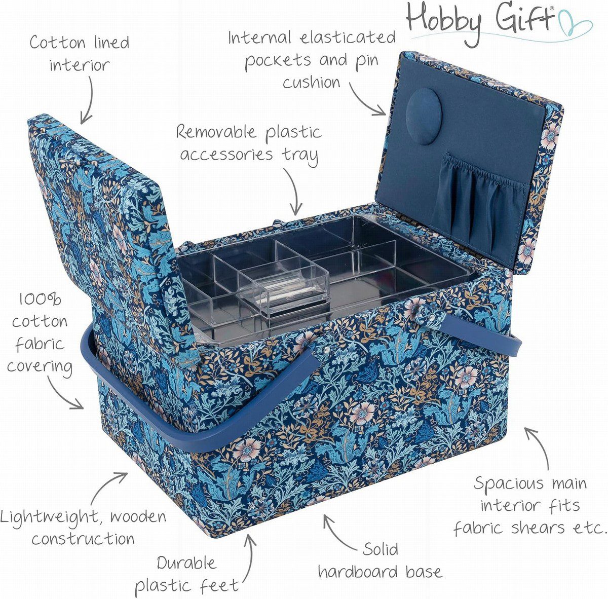 Costurero Hobby Flores Azul Grande - Imagen 2
